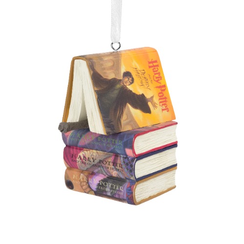 Hallmark Harry Potter gestapelde boeken met toverstaf kerstornament