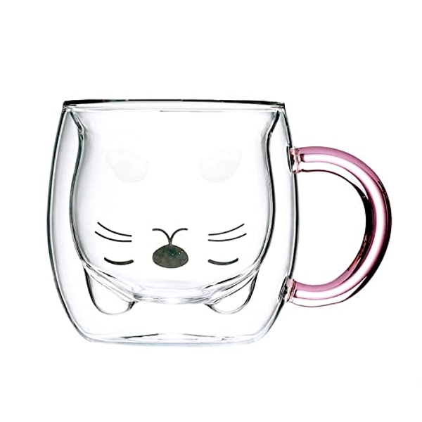 Binoster Lila Katze Tasse Süße Tasse mit Henkel Doppelwandige Kaffeetasse Kawaii Katze Geschenke für Frauen Teetasse Geburtstagsgeschenke Tasse für Katzenliebhaber Ideen Weihnachten(Lila Katze)