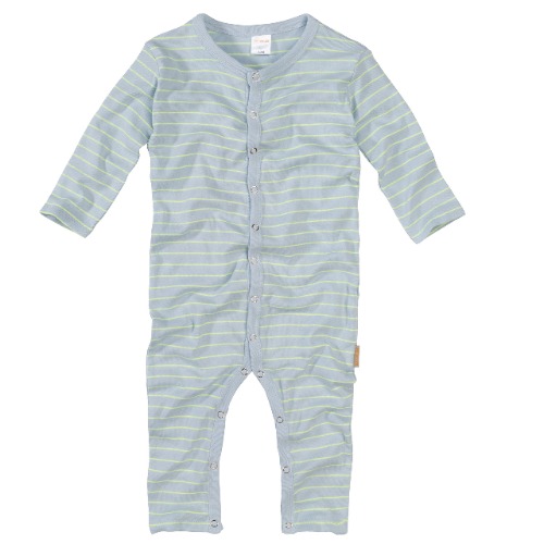 wellyou Slaappak, pyjama voor jongens en meisjes, eendelig lange mouwen, baby kinderen, gestreept, fijne ripp 100% katoen 56-134 - 68-74 - lichtblauw neon geel