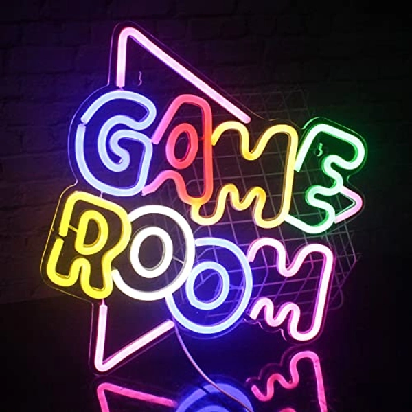 SIGNSHIP Game Room Neonschild Led Spiel Neonlicht für Wanddekoration, USB Buchstaben Neon Light Große Acryl Kunst für Schlafzimmer Spielzimmer Dekoration Jungen Geschenk