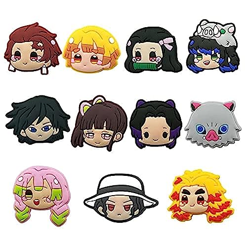 11 Pcs Kimetsu no Yaiba Chibi Anime Shoe Charms Manga Clog Pins Accessories Demon Slayer Croc Charm Fit a Variety of Shoes with Holes - Party Gifts - Charms Decoration