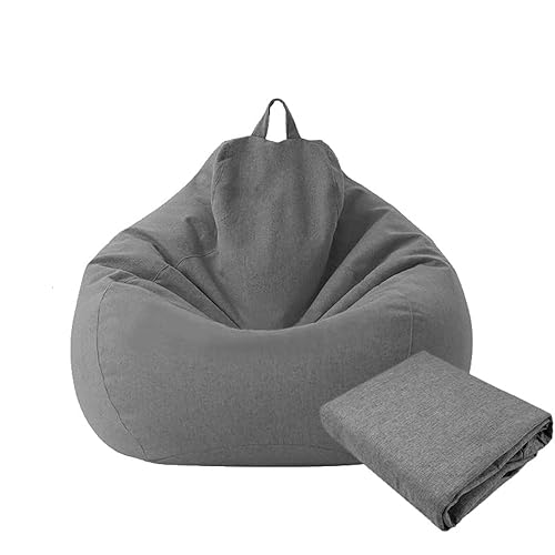 KODENG Large Small Lazy Sofas Cover Chairs Without Filler Linen Cloth Lounger Seat Bean Bag Pouf Puff Couch Tatami Living Room Beanbags (100x120cm) - 100x120cm