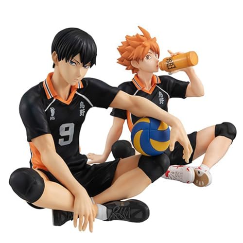 QAHEART Hinata Shoyo/Tobio Kageyama Sitting Position Figure Boy Model Figur PVC Model Doll Desktop Ornaments - 3.94in/10cm - Type B 2pcs