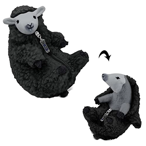 AGRIMONY Cute Shaved Black Sheep Stuffed Animals-Kawaii Lamb Plush Toys Valentines Mothers Day Birthday Easter Funny Gifts for Women Girls Boys Kids Teens Small Plushie Decor