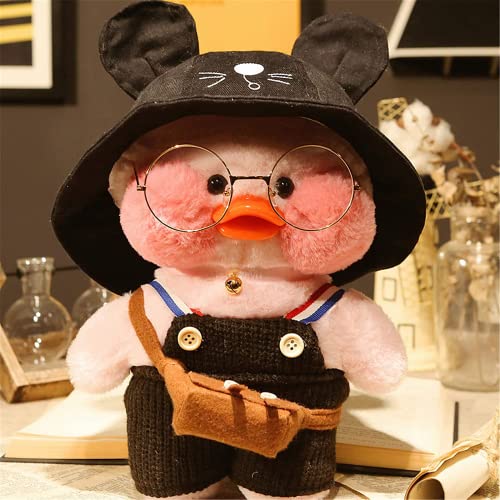 Duck Stuffed Animal,Soft Plush Toy for Kids Girls, Hugglable Stuffed Toy with Cute Hat and Costume, Best Gifts for Christmas 12in/30cm (Pink Black) - Pink Black