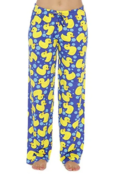 Just Love Women Plaid Pajama Pants Sleepwear - Small - Rubber Ducky Royal