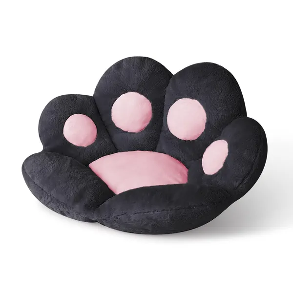 DITUCU Cat Paw Cushion Comfy Kawaii Chair Cushion Bear Paw Lazy Sofa Office Floor Pillow Cute Plush Seat Pad for Gaming Chair for Dining Room Bedroom Decor Black 27.5 x 23.6 inch - Black Small (Pack of 1)