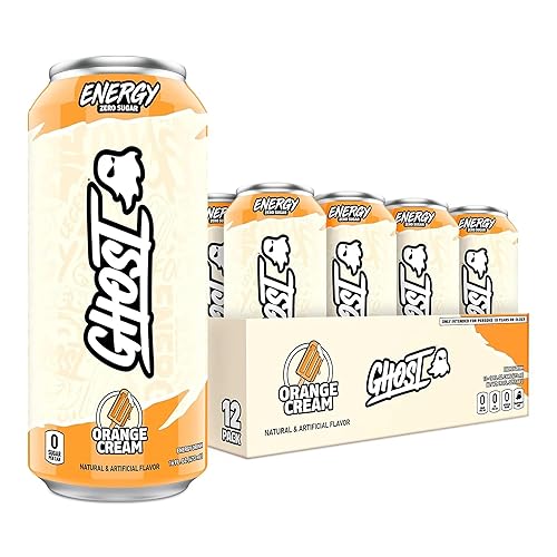 GHOST Energy Drink - 12-Pack, Orange Cream, 16oz Cans - Energy & Focus & No Artificial Colors - 200mg of Natural Caffeine, L-Carnitine & Taurine - Gluten-Free & Vegan - Orange Cream