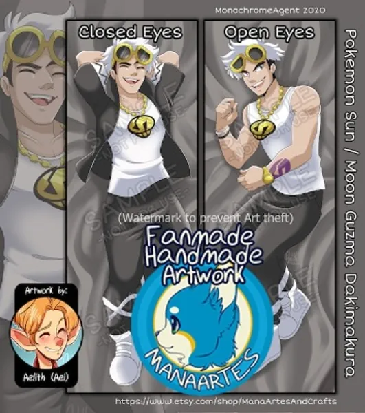 PRE-ORDER  Two Way Tricott Dakimakura: PKM Guzma grey | Etsy