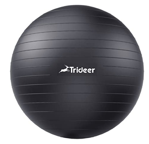 Trideer Yoga Ball Exercise Ball for Working Out, 5 Sizes Gym Ball, Birthing Ball for Pregnancy, Swiss Ball for Physical Therapy, Balance, Stability, Fitness, Office Ball Chair, Quick Pump Included - Black - L(23-26ines/58-65cm)