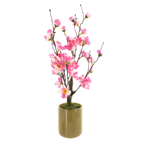 MIJOMA Künstlicher Kirschblütenbonsai Kirschblütenbaum Kirschbonsai Kirschblüten im Topf, Deko Frühlingsdeko Frühjahr Osterdeko Hochzeitdeko Frühjahrsblumen Frühjahrsdeko Frühjahrsblüher, 43cm