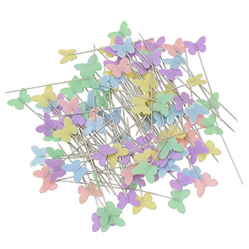 GOIYZTTR 100 Piezas Alfileres Costura de Cabeza de Mariposa, para Manualidades y Costura de Bricolaje