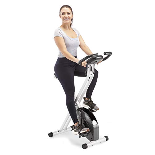 Marcy Foldable Upright Exercise Bike with Adjustable Resistance for Cardio Workout & Strength Training - Multiple Styles Available - Upright White