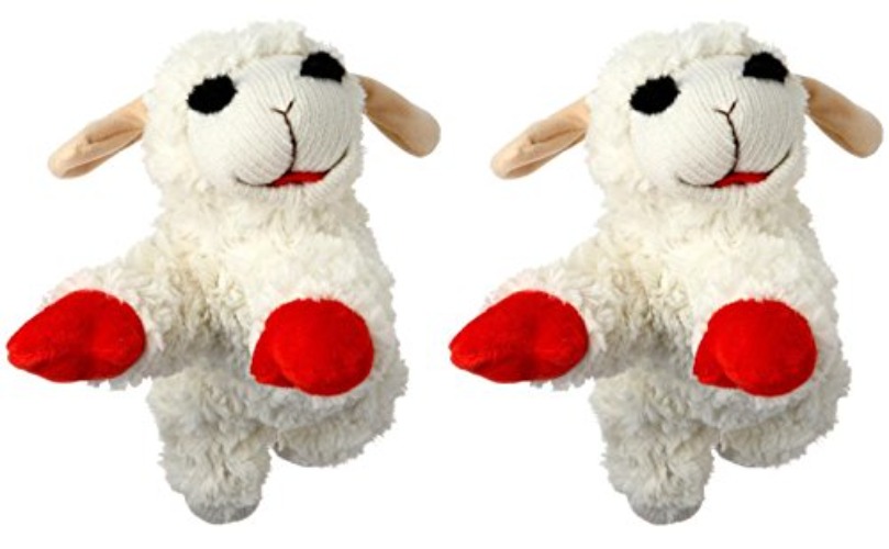 Multipet International Lambchop Plush Squeak Toy Mini for Pets, 6-Inch [2-Pack] - A