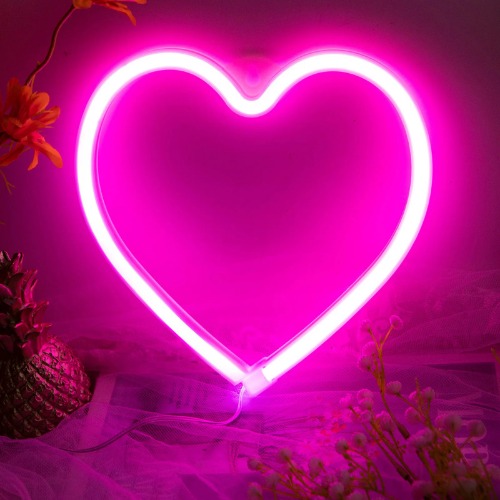 Battery/USB LED Neon Light Wall Decoration - Multicolor / Pink Heart