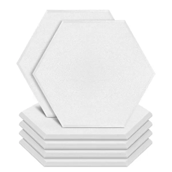ZHERMAO 6 Pack Acoustic Panels Sound Proof Padding,14 X 13 X 0.4 Inches Sound Dampening Panels Bevled Edge Sound Panels, Used in Wall Decoration and Acoustic Treatment (Hexagon white)