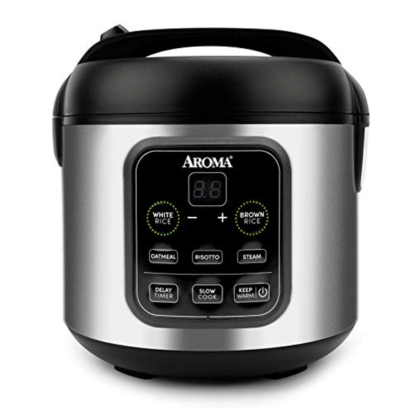 Aroma Housewares ARC-994SB Rice & Grain Cooker Slow Cook, Steam, Oatmeal, Risotto, 8-cup cooked/4-cup uncooked/2Qt, Stainless Steel - 8-cup cooked/4-cup uncooked/2Qt. - Cooker