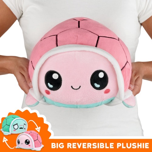 TeeTurtle Big Reversible Turtle Plushie (Aqua + Pink) | Big Reversible Plushie