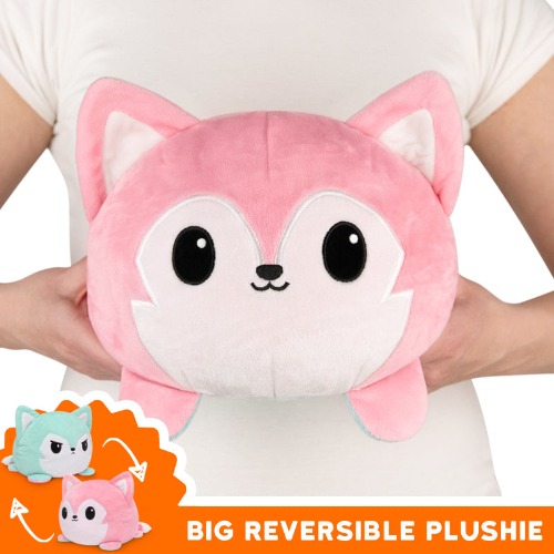 TeeTurtle Big Reversible Wolf Plushie (Pink + Aqua) | Big Reversible Plushie