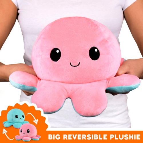 TeeTurtle Big Reversible Octopus Plushie (Aqua + Pink) | Big Reversible Plushie