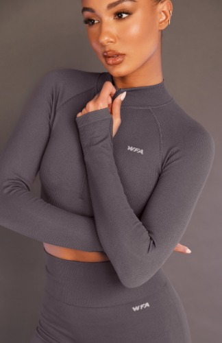 Seamless Long Sleeve Sports Crop Shadow | S