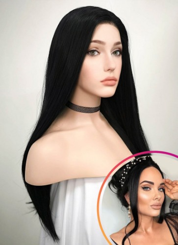 Straight Jet Black Lace Front Synthetic Wig LF002 | Jet Black
