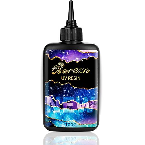 Bsrezn Clear UV Resin Hard 100g, High Gloss UV Cure Epoxy Resin Clear Premixed Resina UV Transparent Solar Activated Glue for Jewelry Making Fast Curing - 100g