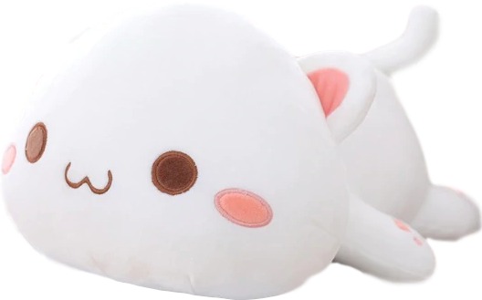 Kawaii Lying Cat Plush (4 VARIANTS, 3 SIZES) - 14″ / 35 cm / White