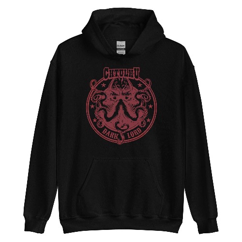 Dark Lord Cthulhu Deep Red Hoodie (Unisex) - Black / XL