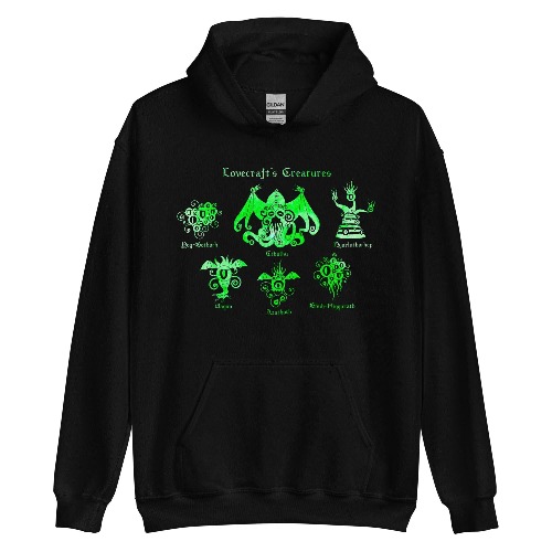 Lovecraft's Creatures Hoodie (Unisex) - Black / XL