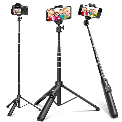 BZE Selfie Stick,Long Extendable Selfie Stick Tripod,Phone Tripod with Wireless Remote Shutter,Group Selfies/Live Streaming/Video Recording Compatible with All Cellphones - selfie stick