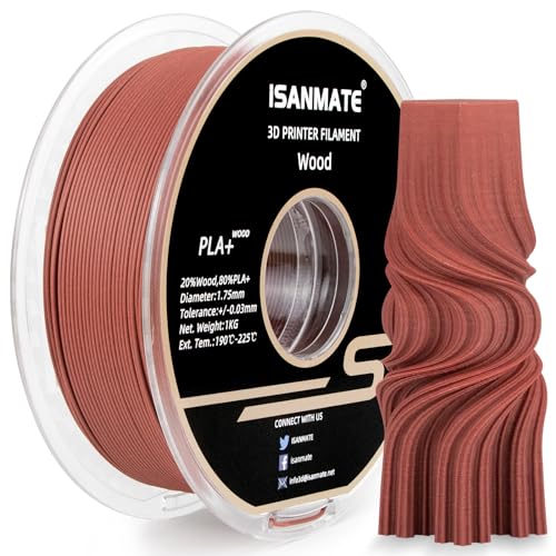iSANMATE Wood Pla Filament, PLA Filament 1.75mm, 3D Printing Filament Rose Wood Filament, 1kg/Spool (30% Real Wood Fiber) - Rose Wood - Wood PLA+