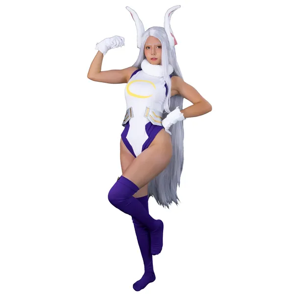 CR ROLECOS BNHA Miruko Cosplay Costume MHA Rabbit Hero Mirko Bunny Bodysuit Costume - Small-Medium