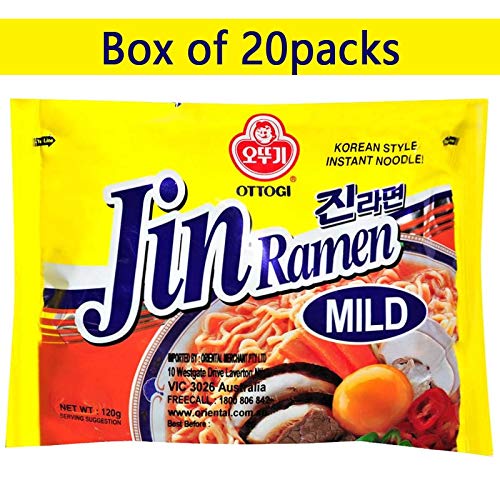 Ottogi Jin Mild Ramen Noodles, 4.23 Ounce (Pack of 20) by Ottogi