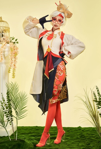 The Legend Of Zelda: Tears Of The Kingdom Purah Cosplay Costume Top and Skirt with Jacket Pantyhose