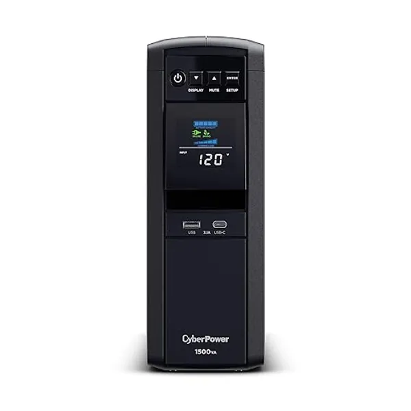 CyberPower CP1500PFCLCD PFC Sinewave UPS System, 1500VA/1000W, 12 Outlets, AVR, Mini Tower,Black - 1500VA - UPS