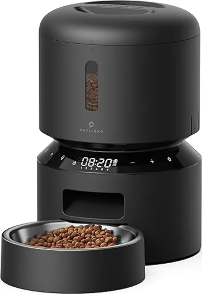 PETLIBRO Automatic Cat Feeder, Automatic Cat Food Dispenser with Freshness Preservation, Timed Cat Feeders for Dry Food, Up to 50 Portions 6 Meals Per Day, Granary Pet Feeder for Cats - Black - 3L