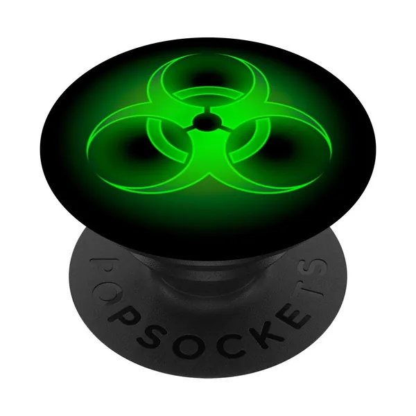 Toxic Green Biohazard Logo Pop Socket PopSockets PopGrip: Swappable Grip for Phones & Tablets - Black