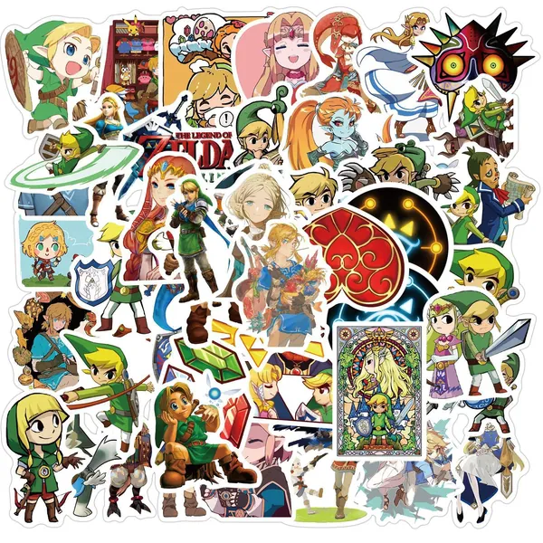 The Legend of Zelda Game Stickers Cartoon Game Water Bottle Stickers,Waterproof Stickers for Laptop,Bumper,Skateboard,Water Bottles,Computer,Phone,Cool Stuff for Teens, Kids, Adults 50Pcs - 