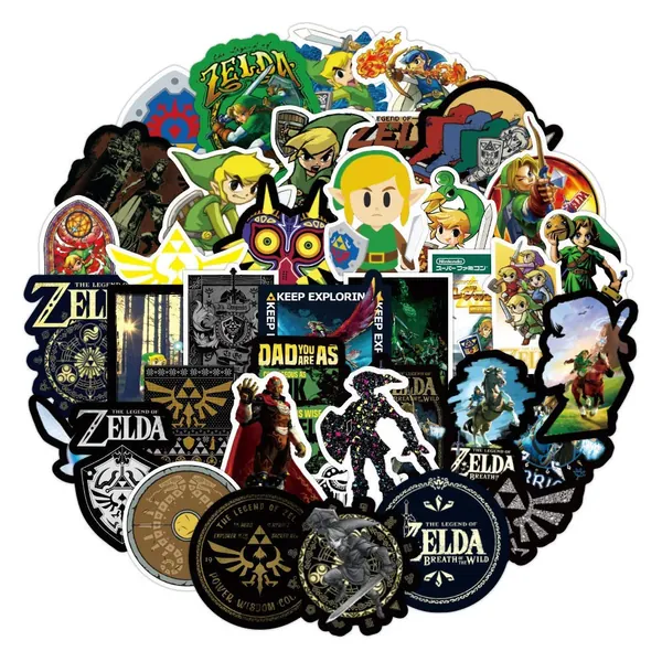 50Pack The Legend of Zelda Stickers for Skateboard, Games Ocarina of Time Stickers for Adults Anime Waterproof Vinyl Stickers Decals for Laptop,Bumper,Water Bottle, Hydroflask, Phone, Computer,Guitar - The Legend of Zelda