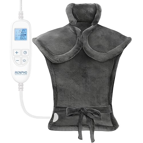 RENPHO Heating Pad for Back Pain Relief, Christmas Gifts for Women Men Mom Dad Wife, FSA HSA Eligible, Electric Heat Pads for Neck and Shoulders, Fast-Heating, Auto-Off, 24"x33", ETL Certified, Gray - 24"x33" - A-gray