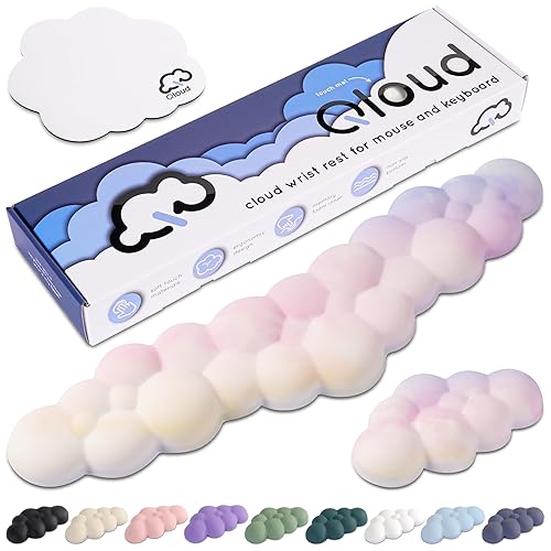 Create-ables Qloud Cloud Wrist Rest Keyboard, Cloud Palm Rest Keyboard Rest, Cloud Wrist Pad for Keyboard Wrist Rest for Computer Keyboard Wrist Support for Keyboard, Cloud Arm Rest Keyboard Wrist Pad - Rainbow 1