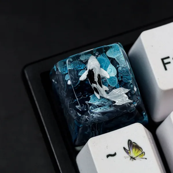 Blue and Black Koi Schlüsselkappe für Cherry MX Tastatur, SA Profil Schlüsselkappe, Blue Koi Keycap, 2 Jahre Jubiläum Geschenke für Freund