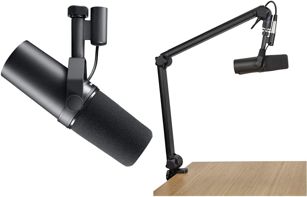 Shure SM7B Vocal Dynamic Microphone + Gator 3000 Boom Stand for Broadcast, Podcast & Recording, XLR Studio Mic for Music & Speech, Wide-Range Frequency, Warm & Smooth Sound, Detachable Windscreen - SM7B + Gator 3000 Boom Arm