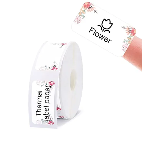 Label Maker Tape Compatible for NIIMBOT D11 D110 D101, Label Printer Paper Waterproof Anti-Oil Scratch-Resistant Sticker 12x22mm (Flower)