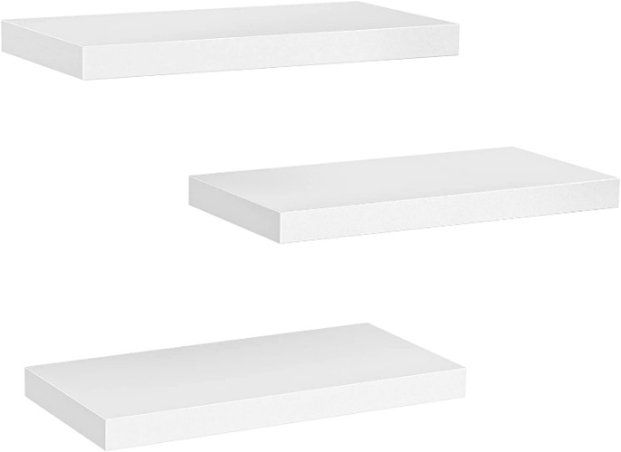 STOREMIC Floating Shelves 38cm Shelves for wall, 3 White Shelves Screw Mounted, Modern Decorative Display Wall Shelves with Easy Installation for Bathroom, Bedroom, Office, Living Room, etc