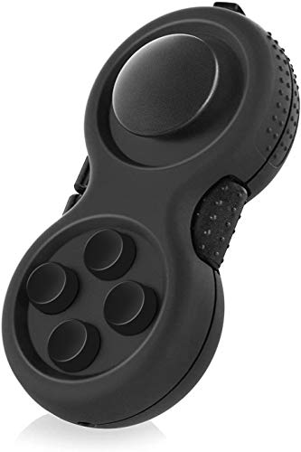 WTYCD The Original Fidget Retro: The Rubberized Classic Controller Game Pad Fidget Focus Toy with 8-Fidget Functions and Lanyard - Perfect for Relieving Stress (Black) - 1 - Black