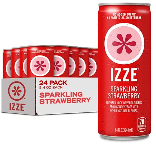 IZZE Sparkling Juice Beverage Blend, Strawberry, No Sugar Added, 8.4 FL OZ, 24 Cans - Strawberry - 8.4 Fl Oz (Pack of 24)