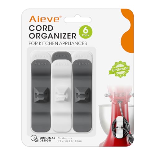 Aieve Cord Organizer for Kitchen Appliances, Cord Wrapper Cord Holder for Appliances - dark grey & white