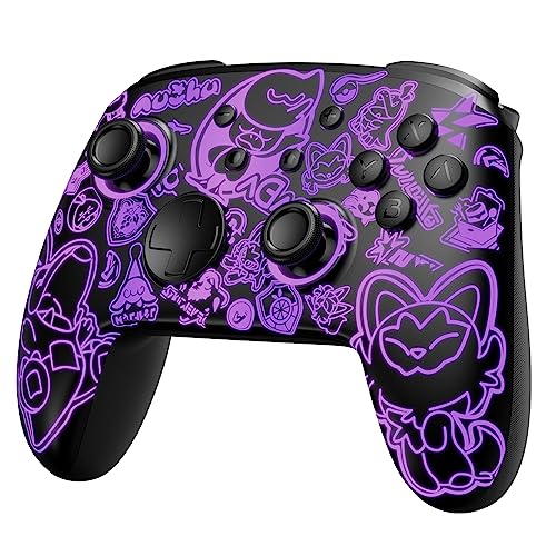 [Luminous Pattern] Switch Pro Controller Wireless Compatible with Nintendo Switch Manette/OLED/Lite, FUNLAB Firefly Bluetooth Remote Gamepad with 7 LED Colors/Paddle/Turbo/Motion Control